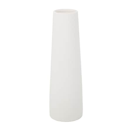 Conservatorio 14' H Leather Finish Ceramic Vase Planter, Cream CO2954978
